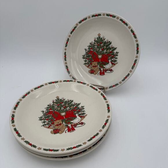 Vtg Dinner Plates in O Christmas Tree by Ten Strawberry Street Set of 4 - Picture 2 of 9